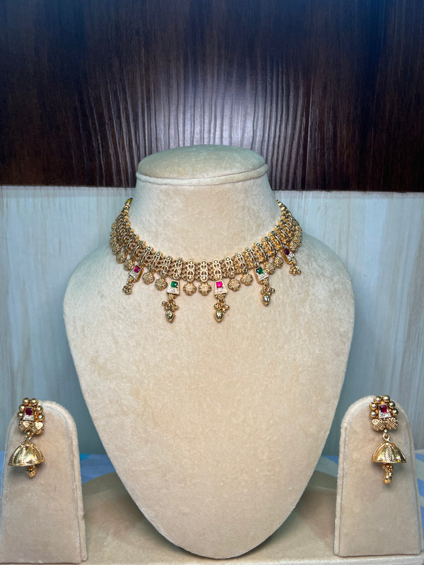 Rajwadi Choker With Jhumka
