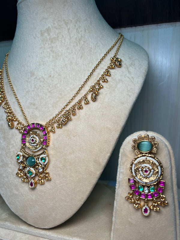 Rajwadi Simple Long necklace set