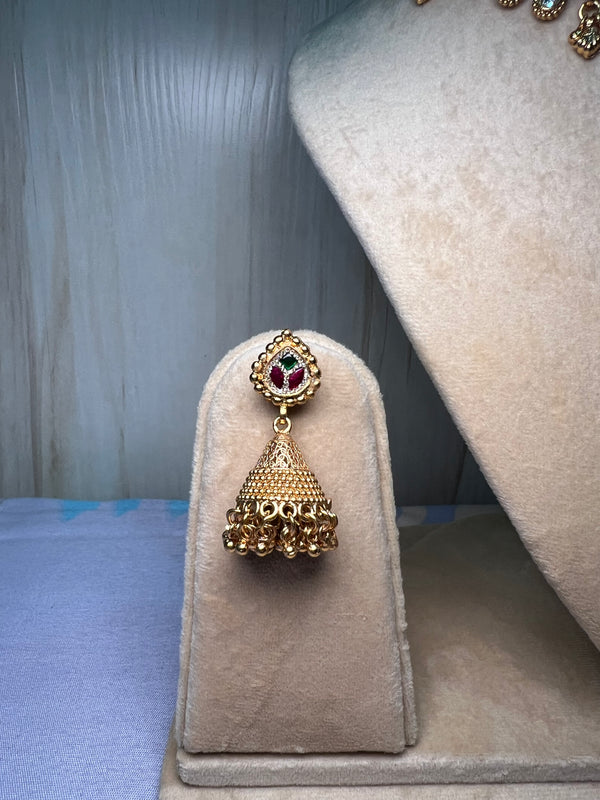 Rajwadi Necklace set with long jhumka