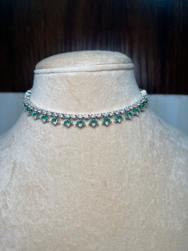 White and Light green stone Set