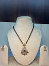 Red ruby and white stone mangalsutra with earrings