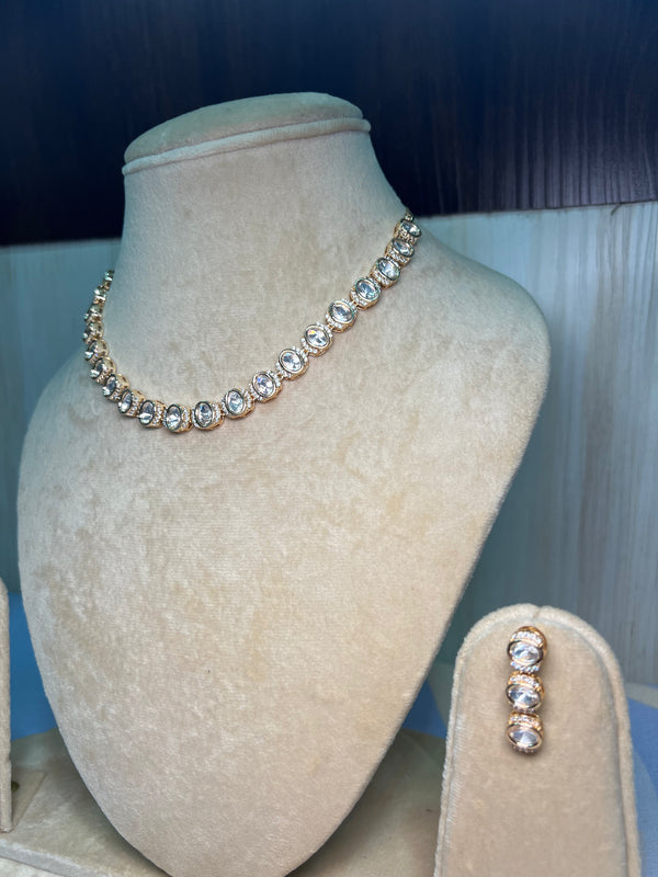 Rose gold minimal Kundan set