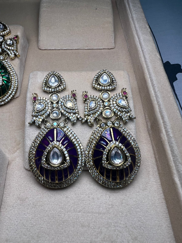 Kundan Purple Earrings
