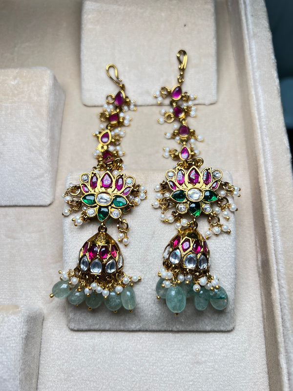 Lotus Earring with Maati Attached