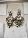 Pink and Green Meenakari kundan earrings