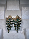 Golden and Green Teardrop Earrings