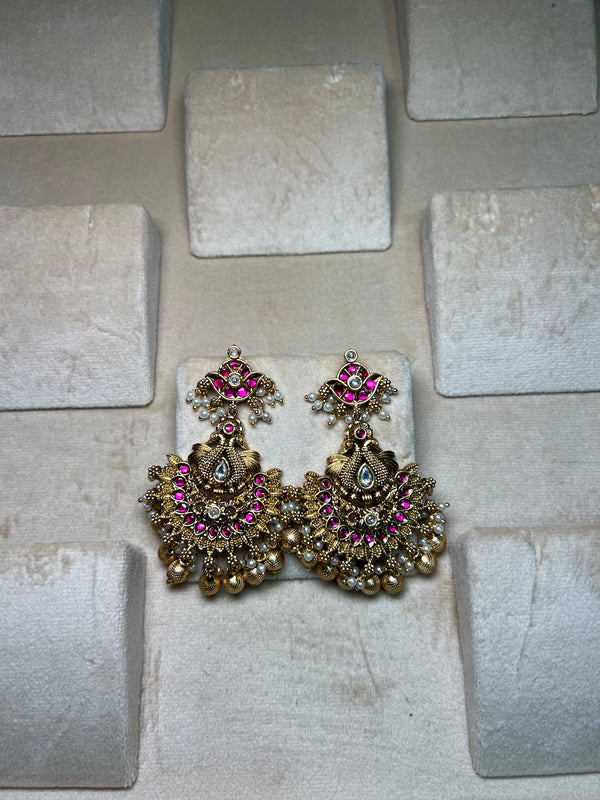 Rani pin chandbali golden Earrings