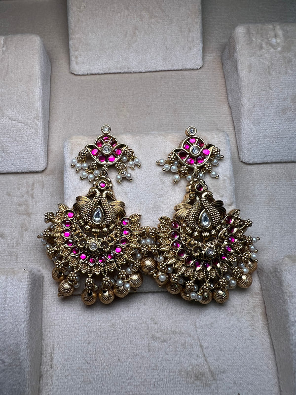 Rani pin chandbali golden Earrings