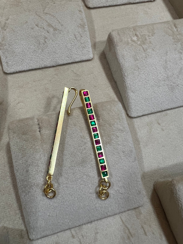 Green and pink stone Ear Stick
