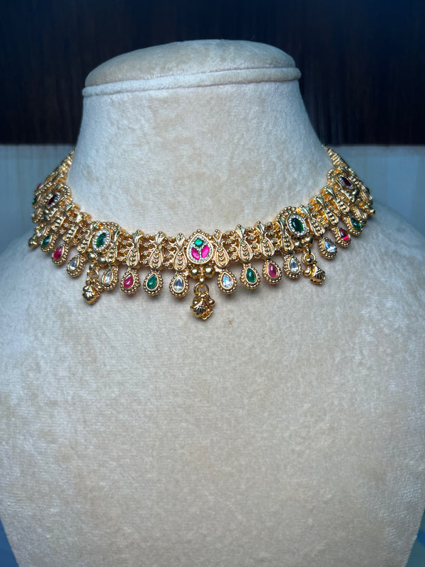 Rajwadi Necklace set with long jhumka