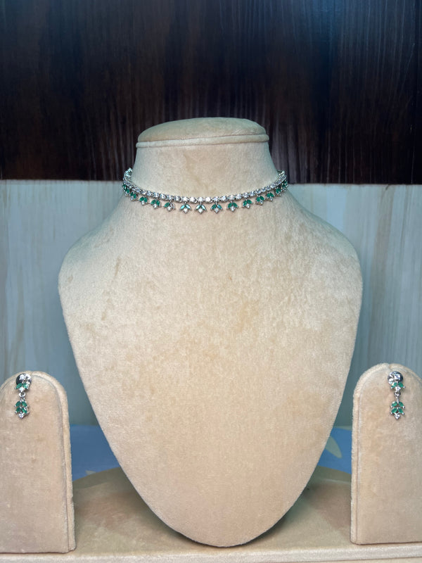 White and Light green stone Set