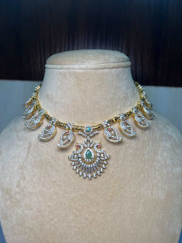 White stone with golden hasli look alike set