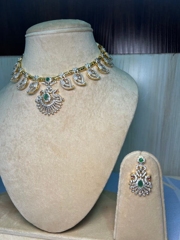 White stone with golden hasli look alike set
