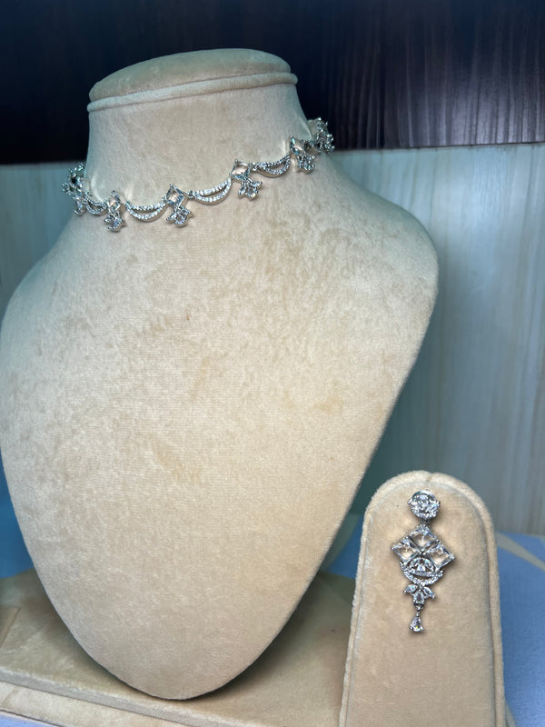 Full White stone Necklace Set