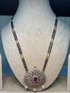 Long Mangalsutra with red and white Stones