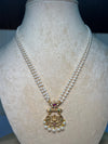 Simple Medium Length Lakshmi pendant pearl Set