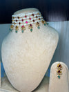 Layered pearl choker set with earrings