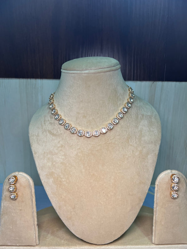 Rose gold minimal Kundan set