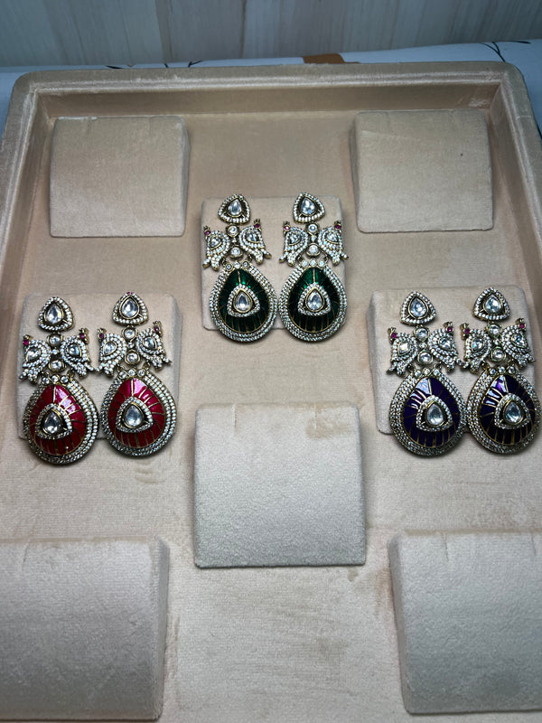 Kundan Red Earrings