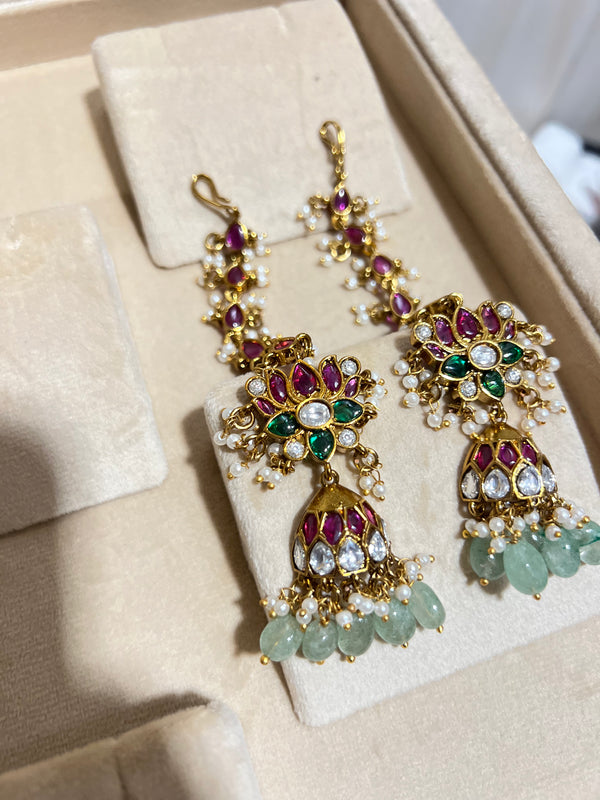 Lotus Earring with Maati Attached