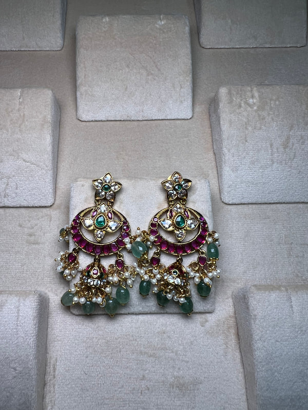 Meenakari kundan drop earrings