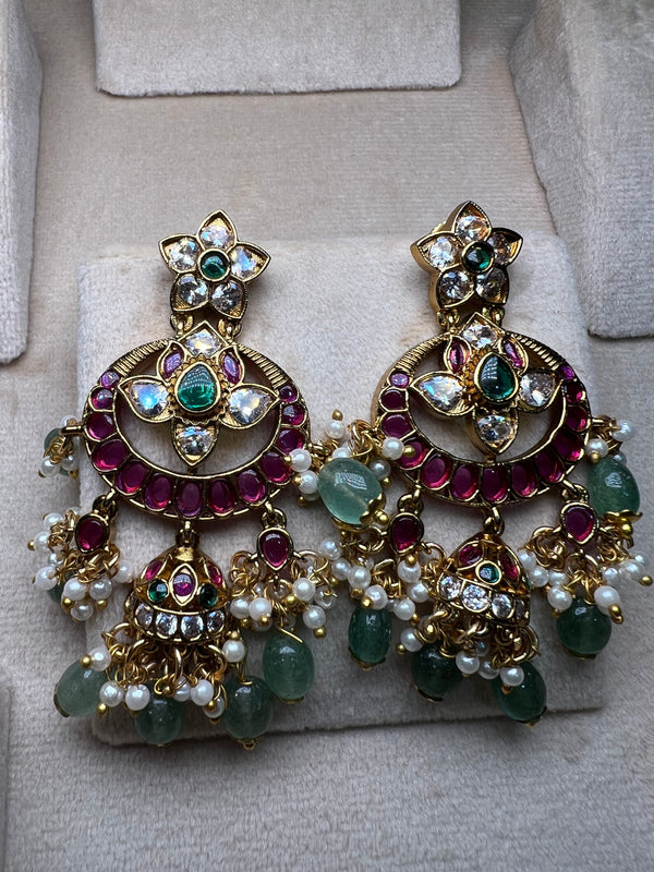 Meenakari kundan drop earrings