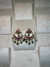 Green and Pink meenakari Short Earring