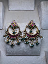 Green and Pink meenakari Short Earring