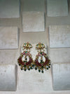 PInk and Green Meenakari chandbali earrings