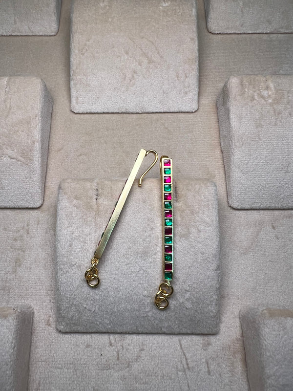 Green and pink stone Ear Stick