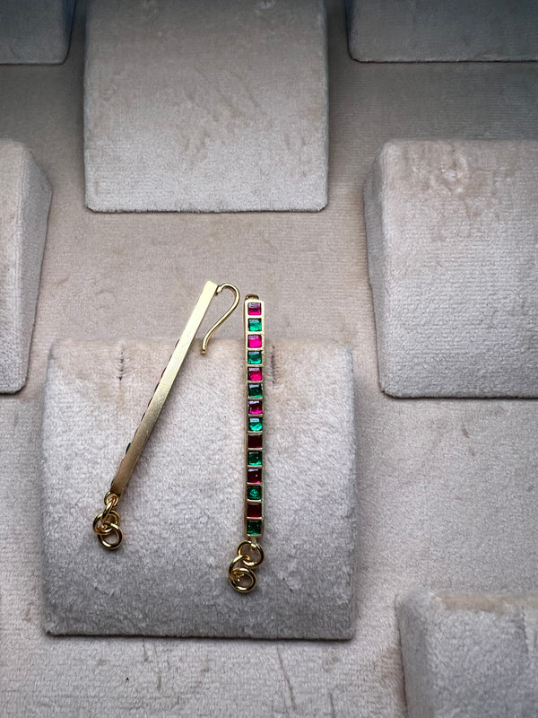 Green and pink stone Ear Stick